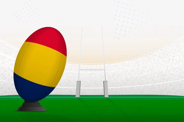 Čad Národní Tým Rugby Míč Ragby Stadionu Branky Příspěvky Příprava — Stockový vektor