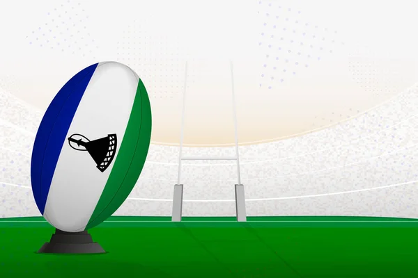 Lesoto Bola Rugby Equipe Nacional Estádio Rugby Postos Gol Preparando — Vetor de Stock