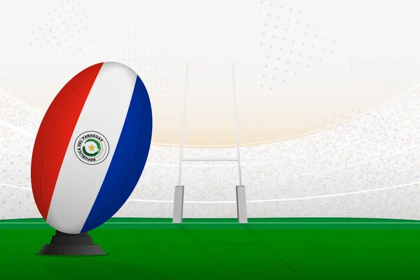 Paraguay Národní Tým Rugby Míč Ragby Stadionu Branky Příspěvky Příprava — Stockový vektor