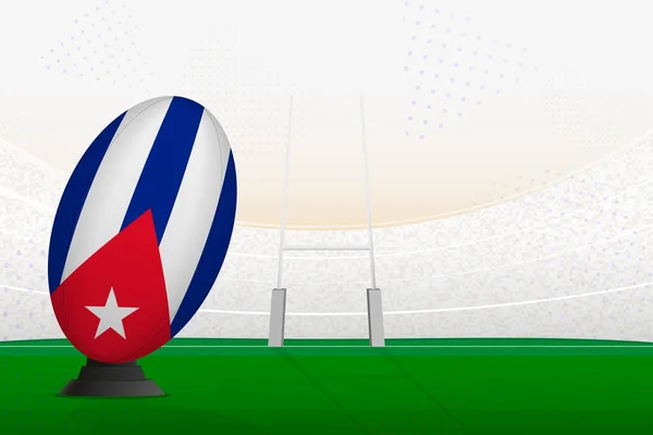 Kubánský Národní Tým Rugby Míč Rugby Stadionu Branky Příspěvky Příprava — Stockový vektor