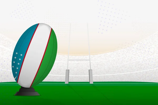 Uzbekistán Národní Tým Rugby Míč Ragby Stadionu Branky Příspěvky Příprava — Stockový vektor