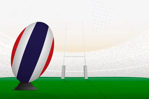 Thajsko Národní Tým Rugby Míč Rugby Stadionu Branky Příspěvky Příprava — Stockový vektor