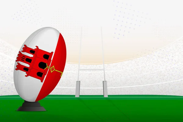 Gibraltar Národní Tým Rugby Míč Rugby Stadionu Branky Příspěvky Příprava — Stockový vektor