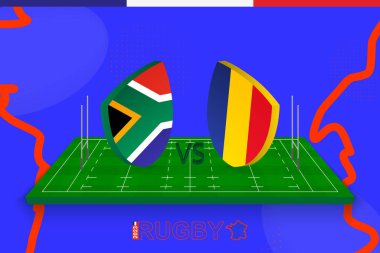 Rugby team South Africa vs Romania on rugby field. Rugby stadium on abstract background for international championship. clipart