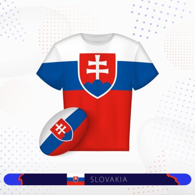 Slovakya ragbi forması soyut spor arka planında Slovakya ragbi topu.