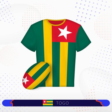 Soyut spor arka planında rugby topu Togo ile Togo ragbi forması.