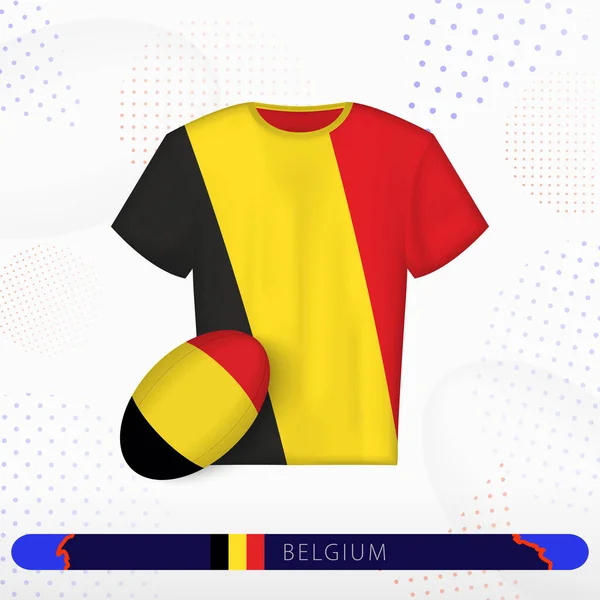 抽象スポーツの背景にベルギーのラグビーボールとベルギーのラグビージャージ — ストックベクタ
