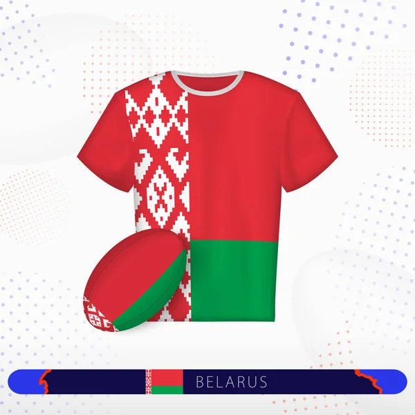 Bielorrusia Camiseta Rugby Con Pelota Rugby Bielorrusia Fondo Abstracto Deporte — Vector de stock