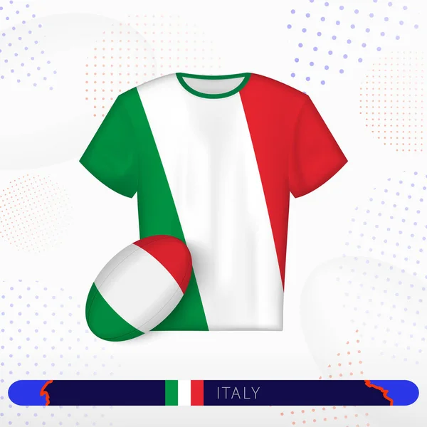 抽象スポーツの背景にイタリアのラグビーボールとイタリアのラグビージャージ — ストックベクタ