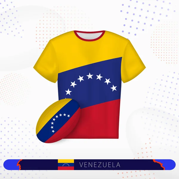 Camiseta Rugby Venezuela Con Pelota Rugby Venezuela Sobre Fondo Abstracto — Vector de stock