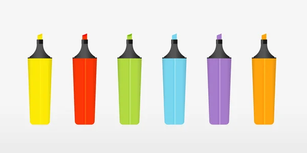 Set Penne Illuminanti Colorate Illustrazione Vettoriale Vostro Disegno Marcatori Colorati — Vettoriale Stock