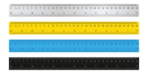 Vector Illustration Set Measuring Rulers Ruler Set — Stock Vector