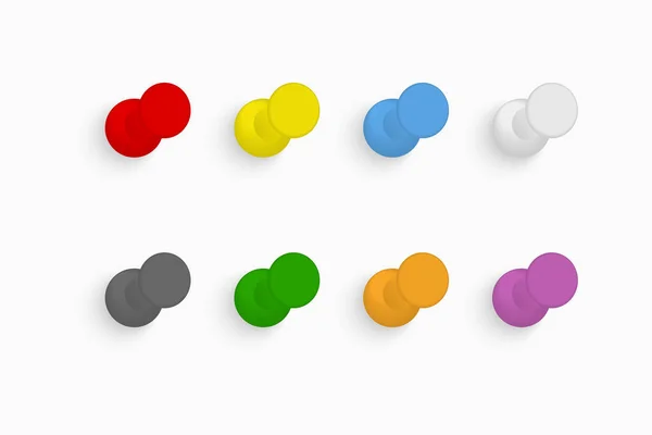 Colorful Push Pins Set Light Background Vector Illustration — Stock Vector