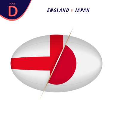 Ragbi yarışması İngiltere ile Japonya arasında. Rugby simgeye karşı.