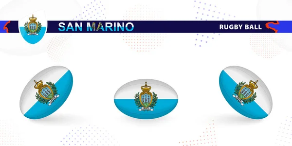 Juego Pelota Rugby Con Bandera San Marino Varios Ángulos Sobre — Vector de stock
