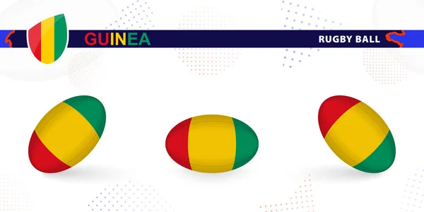 Juego Pelota Rugby Con Bandera Guinea Varios Ángulos Sobre Fondo — Vector de stock