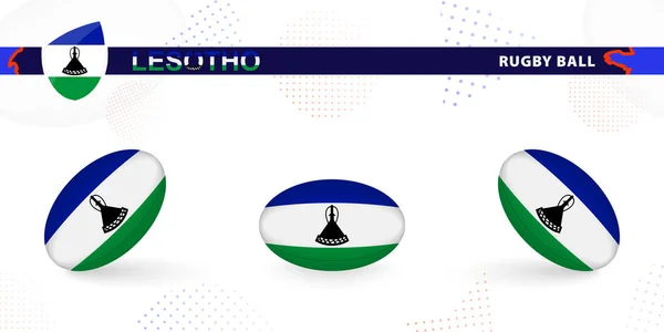 Набір Яча Регбі Прапором Лесото Під Різними Кутами Абстрактному Фоні — стоковий вектор
