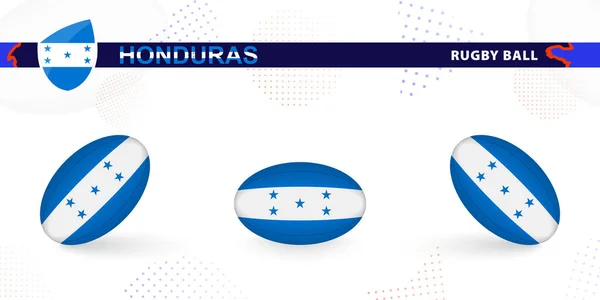 抽象的な背景にさまざまな角度でホンジュラスの旗で設定されたラグビーボール — ストックベクタ