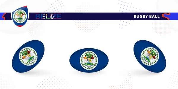 Palla Rugby Con Bandiera Del Belize Varie Angolazioni Sfondo Astratto — Vettoriale Stock