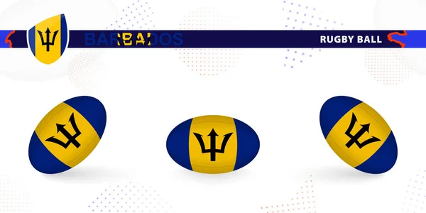 Palla Rugby Con Bandiera Delle Barbados Varie Angolazioni Sfondo Astratto — Vettoriale Stock