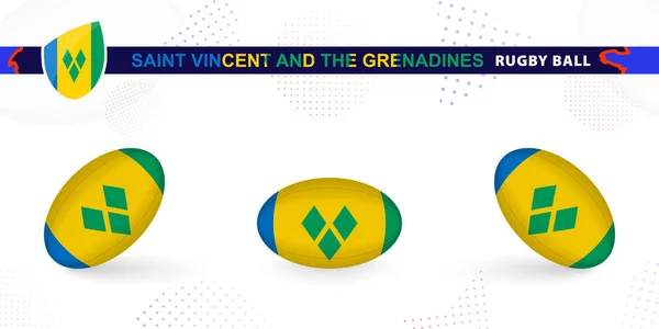 Juego Pelota Rugby Con Bandera San Vicente Las Granadinas Varios — Vector de stock