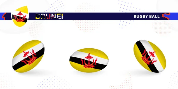 Pallone Rugby Con Bandiera Del Brunei Varie Angolazioni Sfondo Astratto — Vettoriale Stock