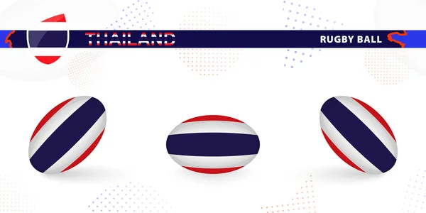 Juego Pelota Rugby Con Bandera Tailandia Varios Ángulos Sobre Fondo — Vector de stock