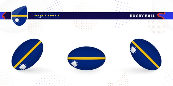 Juego Pelota Rugby Con Bandera Nauru Varios Ángulos Sobre Fondo — Vector de stock
