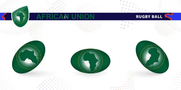 Juego Pelota Rugby Con Bandera Unión Africana Varios Ángulos Sobre — Vector de stock