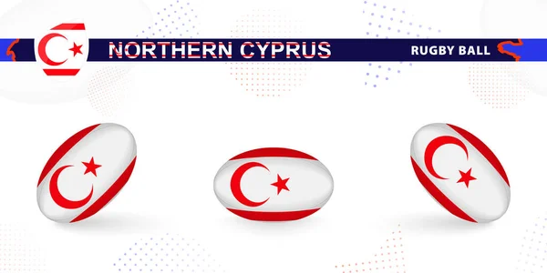 Juego Pelota Rugby Con Bandera Del Norte Chipre Varios Ángulos — Vector de stock