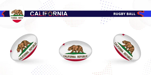 Juego Pelota Rugby Con Bandera California Varios Ángulos Sobre Fondo — Vector de stock