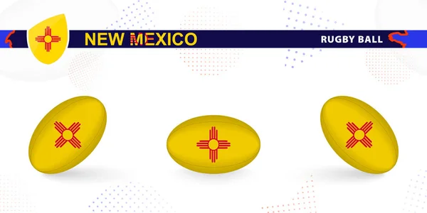 Juego Pelota Rugby Con Bandera Nuevo México Varios Ángulos Sobre — Vector de stock