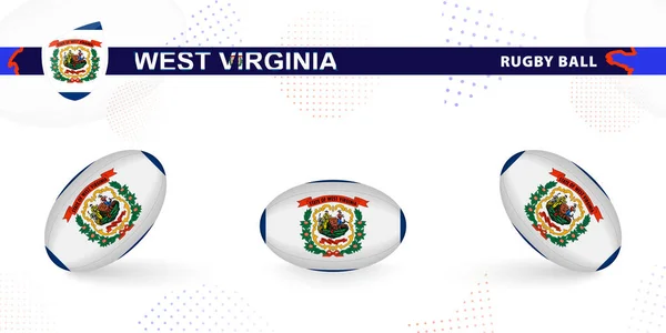 Juego Pelota Rugby Con Bandera Virginia Occidental Varios Ángulos Sobre — Vector de stock