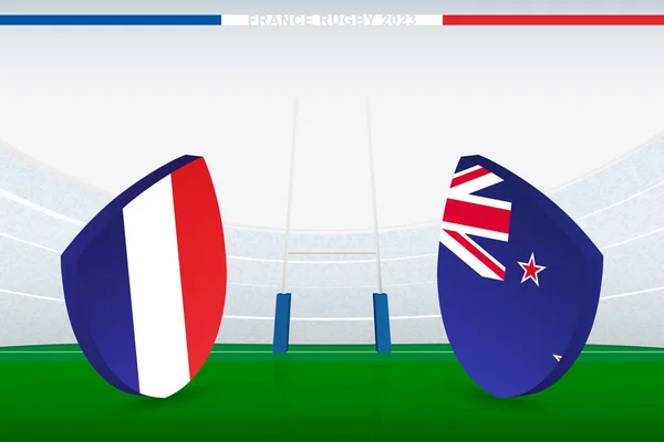 Match Entre France Nouvelle Zélande Illustration Icône Drapeau Rugby Sur — Image vectorielle