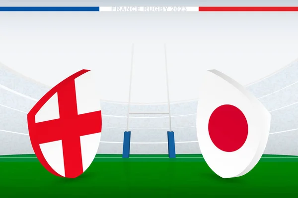 Матч Между Англией Японией Иллюстрация Иконы Регби Стадионе — стоковый вектор