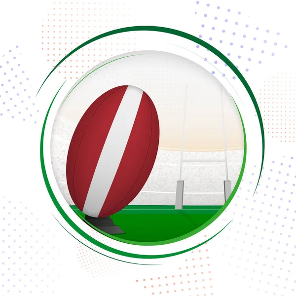 Drapeau Lettonie Sur Balle Rugby Icône Ronde Rugby Avec Drapeau — Image vectorielle