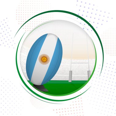 Ragbi topunda Arjantin bayrağı. Arjantin bayraklı ragbi ikonu.