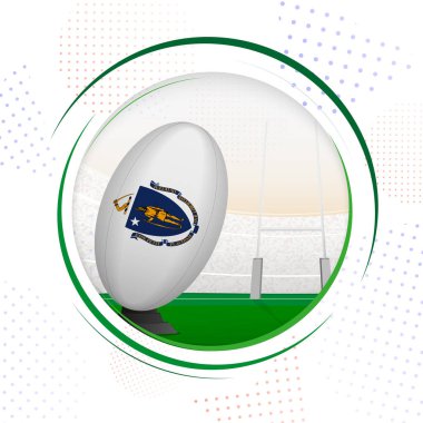 Ragbi topunda Massachusetts bayrağı. Massachusetts bayrağı taşıyan yuvarlak rugby ikonu.