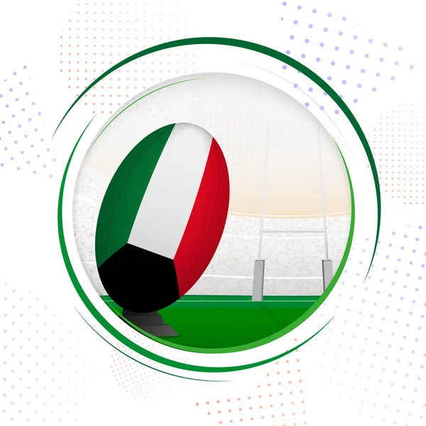 Flagge Von Kuwait Auf Dem Rugby Ball Runde Rugby Ikone — Stockvektor