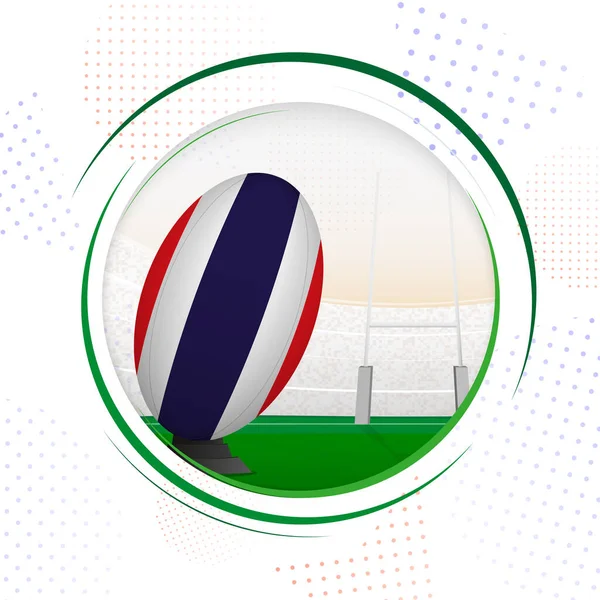 泰国国旗在英式足球上 泰国国旗圆形橄榄球图标 — 图库矢量图片