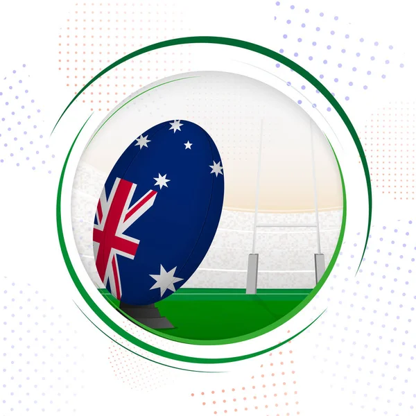Drapeau Australie Sur Balle Rugby Icône Ronde Rugby Avec Drapeau — Image vectorielle