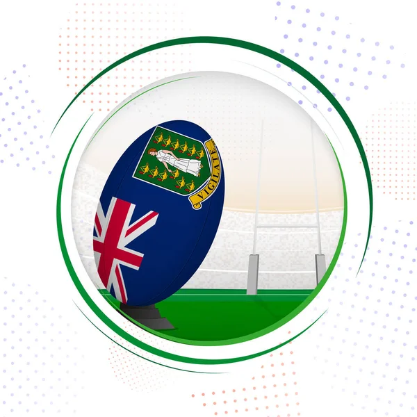 Drapeau Des Îles Vierges Britanniques Sur Ballon Rugby Icône Ronde — Image vectorielle