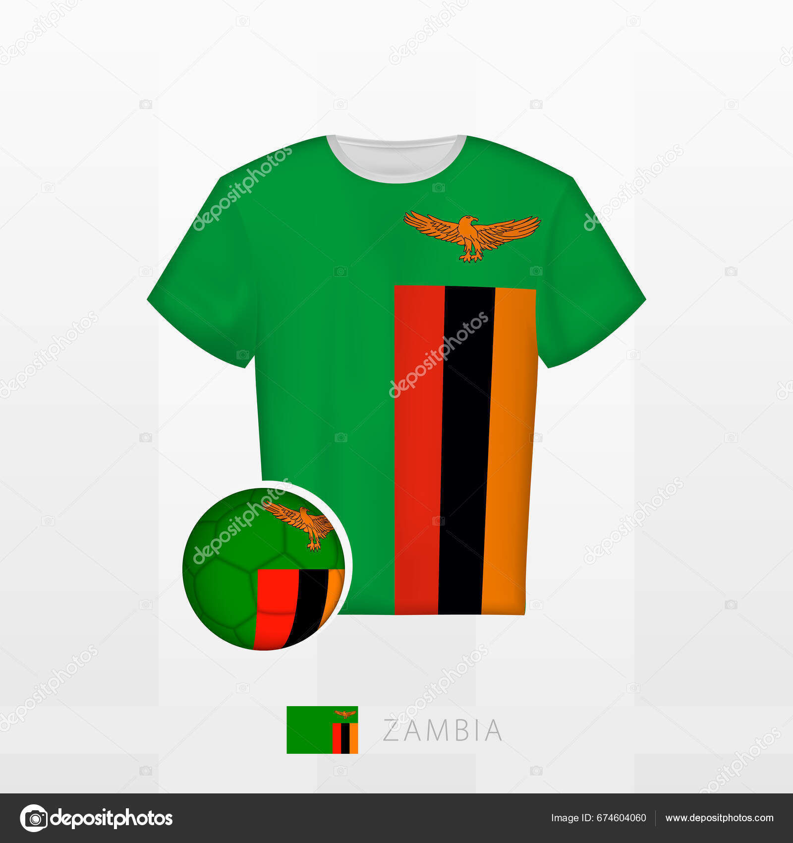 Zambiya Milli Takımının Futbol Üniforması Zambiya Bayraklı Futbol Topu  Futbol Stok Vektörü © boldg 674604060