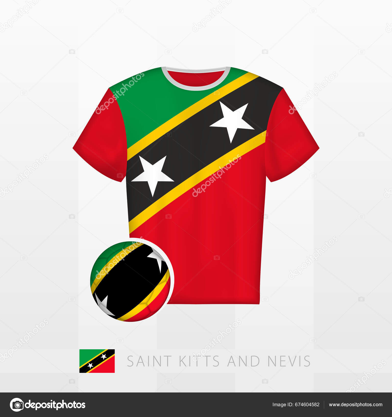 Football Uniform National Team Saint Kitts Nevis Football Ball Flag