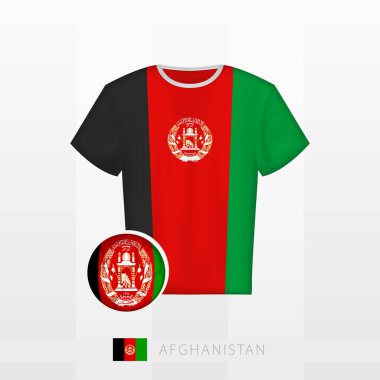 Afganistan milli takımının futbol üniforması ve Afganistan bayraklı futbol topu. Futbol forması ve bayraklı futbol topu..