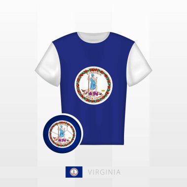 Virginia milli takımının futbol forması ve Virginia bayrağı. Futbol forması ve bayraklı futbol topu..