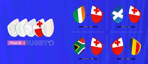 Rugby Équipe Tonga Tous Les Matchs Icône Dans Poule Tournoi — Image vectorielle