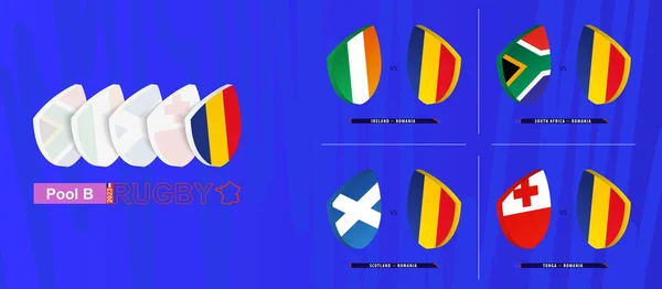 Rugby Équipe Roumanie Tous Les Matchs Icône Dans Poule Tournoi — Image vectorielle
