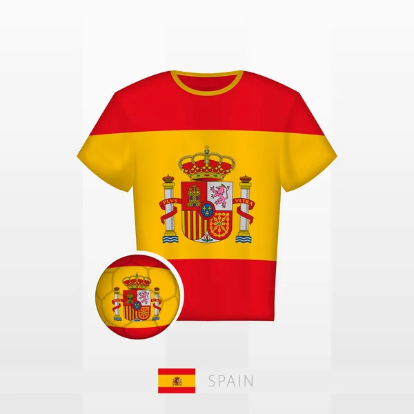 Uniforme Futebol Equipe Nacional Espanha Com Bola Futebol Com Bandeira — Vetor de Stock