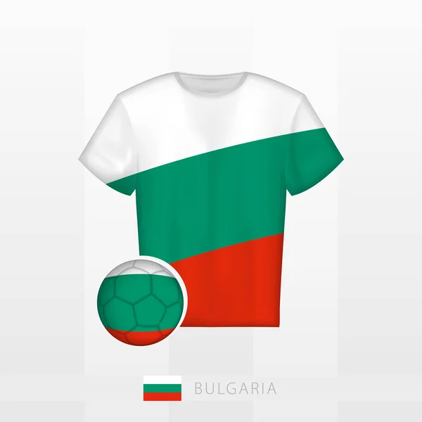 ブルガリアの旗を持つサッカーボールとブルガリアの代表チームのサッカーユニフォーム 旗が付いているサッカー ジャージおよびサッカーボール — ストックベクタ